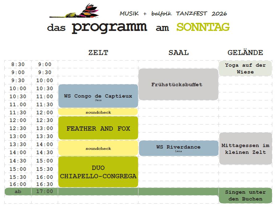 Tanzfest Krebsow, Sonntag